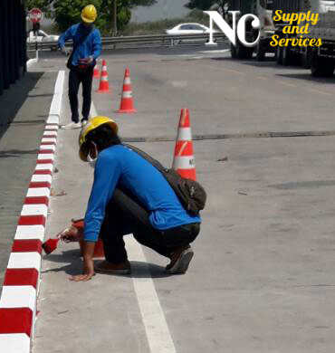 รับตีเส้นจราจร ตีเส้นในโรงงาน งานสัญลักษณ์จราจร